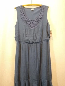Wrangler Wrancher ~ Dress Sz LG - Blue Flowy Boho Crochet Tank Ruffle Midi - New - Picture 1 of 13