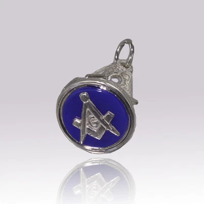 Masonic Seal Pendant Fob Craft Hallmarked Solid Silver in Blue, Red & Black - Image 1 of 4