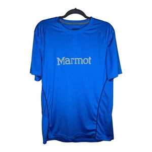 Marmot T Shirt Size Large Blue Polyester Athletic Outdoors Hiking Activity - Picture 1 of 11