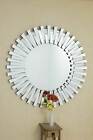 Extra Large Round Silver All Glass Starburst Wall Mirror Modern 4ft 120cm
