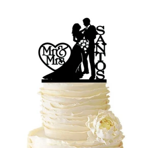 Decoraciones de compromiso con apellido personalizado adorno de pastel de boda amoroso para parejas - Imagen 1 de 4