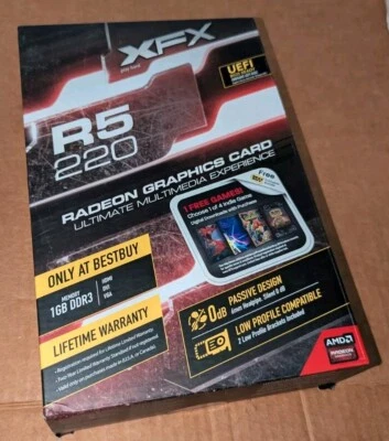 XFX AMD Radeon R5 220 Graphics Card 1 GB DDR3 PCI Express 3.0 Low Profile! New - Image 1 of 3