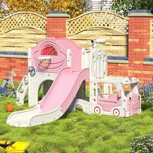 oddler Slide, Kids Slide with Climber Playset, Indoor Outdoor Bus Playhous - Picture 1 of 12
