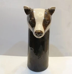 Tall Vase Pot Ceramic Badger Head Figurine Flower Succulent Plant Home Decor - Picture 1 of 12