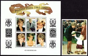 Royalty - Lesotho 1998 Princess Diana sheetlet + min. sheet fine fresh MNH - Picture 1 of 1