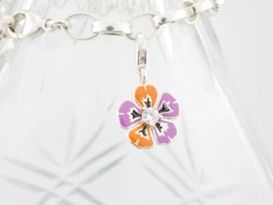 Genuine Thomas Sabo Sterling Silver 925 Enamelled Charm ~ Tropical Flower - Picture 1 of 2