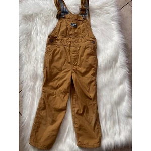 Oshkosh Brown Tan Lined kids Boys Overalls Size 5T/5A  ~ Used - Picture 1 of 6