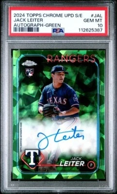 2024 Topps Chrome Update Sapphire Jack Leiter Green RC Auto /99🔥PSA 10🔥POP12🔥 - Image 1 of 2