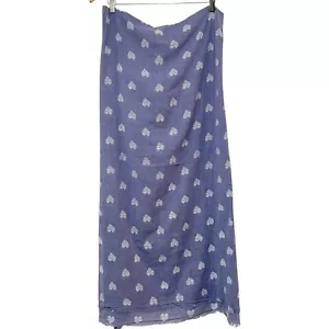 Womens Blue Heart Print Blanket Scarf Lightweight 78 x 35 Inches Boho Coastal - Picture 1 of 6