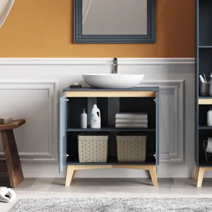 Wooden Bathroom Under Sink Cabinet Cupboard Vanity Storage Unit Free Standing UK - Picture 1 of 9