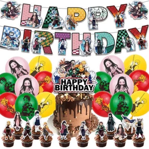 Anime Demon Slayer Birthday Party Supplies Cake Topper Balloon Banner Decoration - Picture 1 of 5