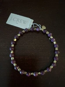 NEW JCrew Factory Stretch Bead Bracelet Dark Berry NWT - Picture 1 of 1