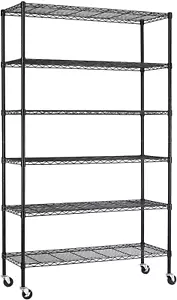 Wire Shelving Unit with Wheels Steel 6 Tier Heavy Duty Layer Rack Storage Metal - Picture 1 of 7