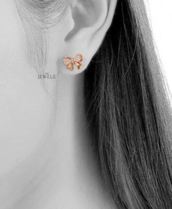 14K Gold 0,20 ct VS/F-G Diamant einzigartige Schmetterling Ohrringe-The Jewelz - Bild 1 von 4