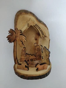 Olive wood nativity set Handmade from Bethlehem Holy land religious decor 3pc - Picture 1 of 9