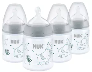 NUK Smooth Flow Anti-Colic Baby Bottle, 5 oz (150 mL), Grey Elephant, 4 Pack - Picture 1 of 5