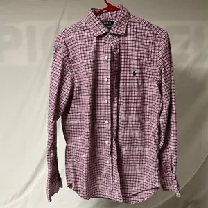 Polo Ralph Lauren Slim Fit Plaid Button Down Shirt Burgundy White Checkered M - Picture 1 of 4