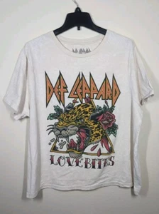 Def Leppard Love Bites Graphic T-shirt By Goodie Two Sleeves Beige Size 2X - Picture 1 of 8