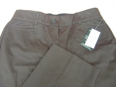 Pantalones para mujer STUDIO WORKS marrón frente plano cintura perfecta caqui talla 6P nuevos con etiquetas Foto 1 de 4