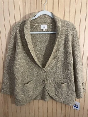 Nuevo con etiquetas Cárdigan ECI New York Camel Festoneado Frontal 2 Botones Talla XL Foto 1 de 4
