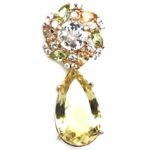 925 Plata de Ley Amarillo Limón Cuarzo, Topacio,Peridoto,Citrino,Circonita - Imagen 1 de 4