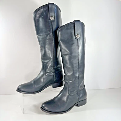 Botas Frye Melissa - Bota de cuero negra hasta la rodilla con lengüeta con botones - Para mujer talla 5,5 B Foto 1 de 4