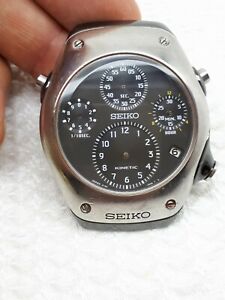 SEIKO SPORTURA KINETIC 9T82-OA20 CHRONO 38 JEWELS MENS WATCH FOR REPAIR OR PARTS