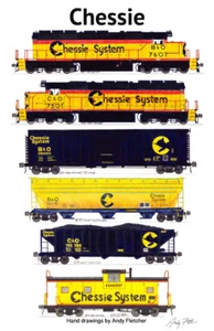 Póster Chessie System Freight Train 11"x17" firmado por Andy Fletcher - Imagen 1 de 1