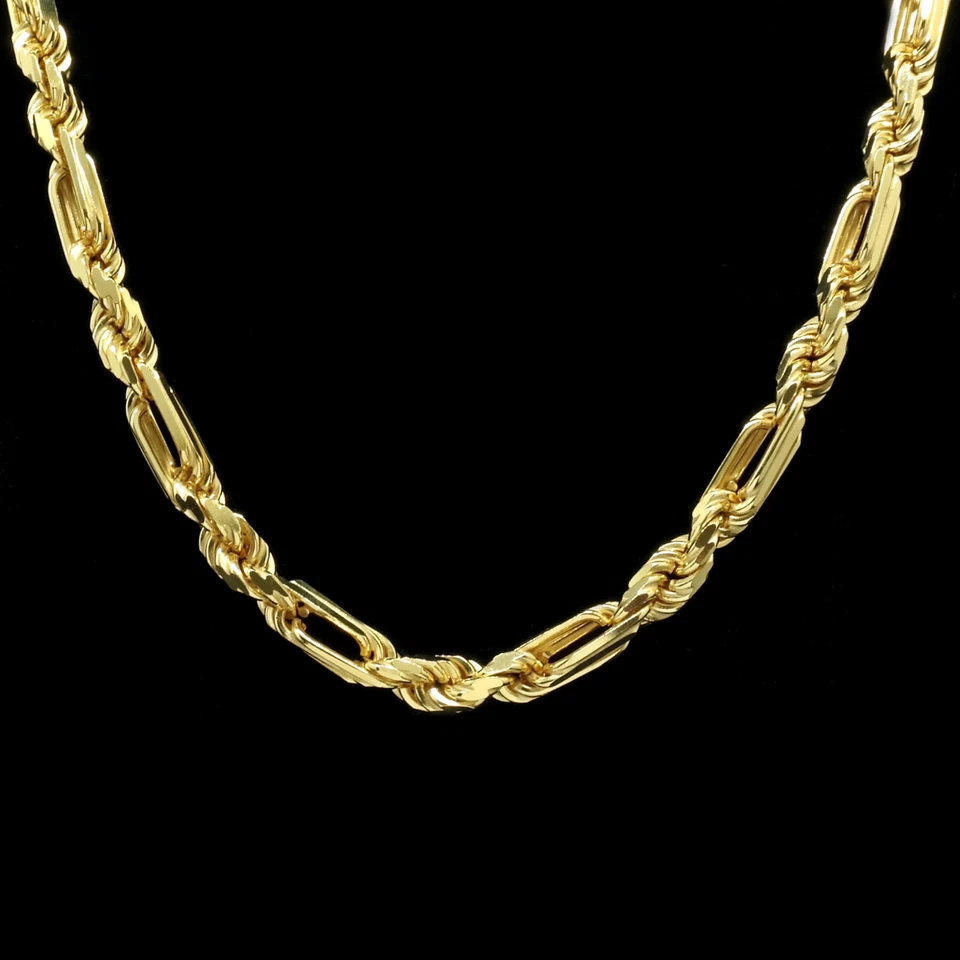 Fancy PAPERCLIP ROPE Chain 14K Gold Plated Sterling Silver 6mm Necklace 18"-26" - Image 1 of 4