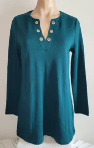 Chicos NWT 0 Small 4-6 Green Grommet V-neck Long Sleeve Tunic Top - Picture 1 of 7