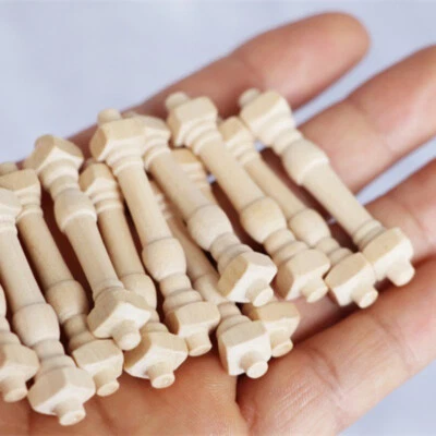 12x 1:12 Scale Dolls House Plain Wooden DIY Stairs Railing Miniature Accessories - Image 1 of 4