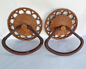 Vintage 70s Syroco Faux Wicker Wood Retro Boho Towel Holder Ring Wall Homco - Picture 1 of 5