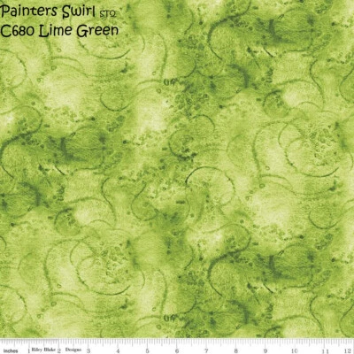 Painters Watercolor Swirl Blender cotton fabric Riley Blake 34"  LIME LAST PC - Image 1 of 4