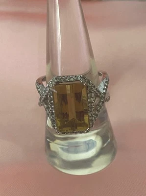 925 пробы лимон кварц кольцо Sz 8 - Изображение 1 из 4