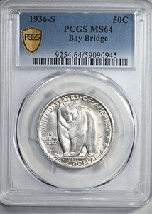 1936-S Bay Bridge Classic Commemorative Half Dollar 50C PCGS MS64 - Picture 1 of 5
