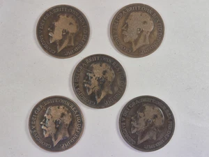 Lot 5 Großbritannien One 1 Penny 1912 (3) & 1919 (2) - Bild 1 von 12
