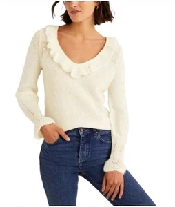 Boden Jersey Suéter Marfil Esponjoso Volante Lana Alpaca GB 8 Nuevo Muestra T25 - Imagen 1 de 7