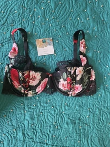 Victoria’s Secret ATELIER Satin Lace Trim floral Balconette Bra Silk - Picture 1 of 8