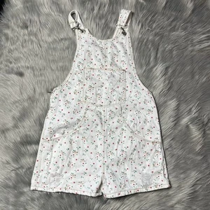 Zara Girls White Green Red Floral Shortalls Size 11/12 - Picture 1 of 13