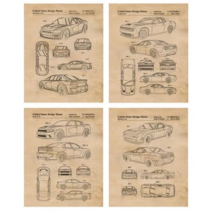 Vintage Dodge Demon Challenger Charger Hellcat Auto Patent Prints, 4 (8x10) U... - Picture 1 of 9