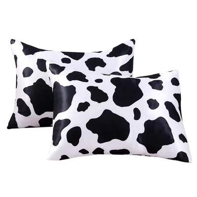 Funda de Almohada de Satén para Cabello y Piel Estampado de Vaca Funda de Almohada de Satén de Seda Paquete de 2 Sta... Foto 1 de 4