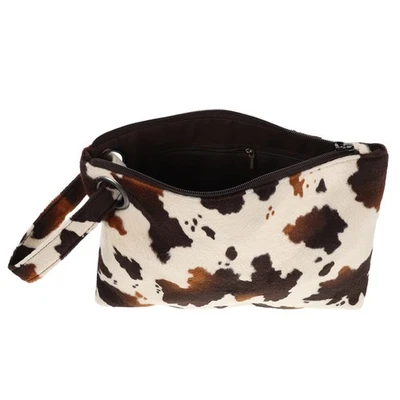  Cow Print Clutch Purse For Women Brown Cow Pattern Small Handheld Bag Unique - Image 1 of 4