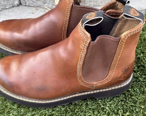 Ariat Men's Spot Hog Cognac Brown Round Toe Boots M Size 9.5 - Picture 1 of 10
