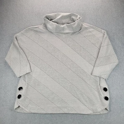 Ali Miles Roll Neck Jumper 3/4 Sleeve Black White Striped Women’s Size 1X - Image 1 of 4
