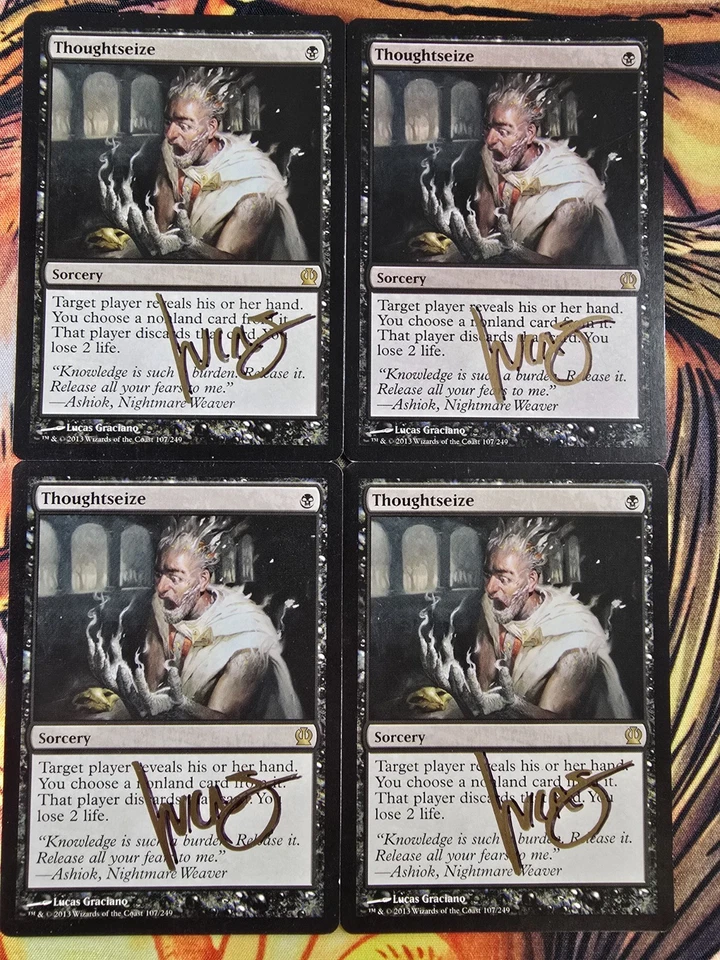 Thoughtseize x4 - Theros (Shadow Signed by Artist) Magic the Gathering MTG! - Image 1 of 1
