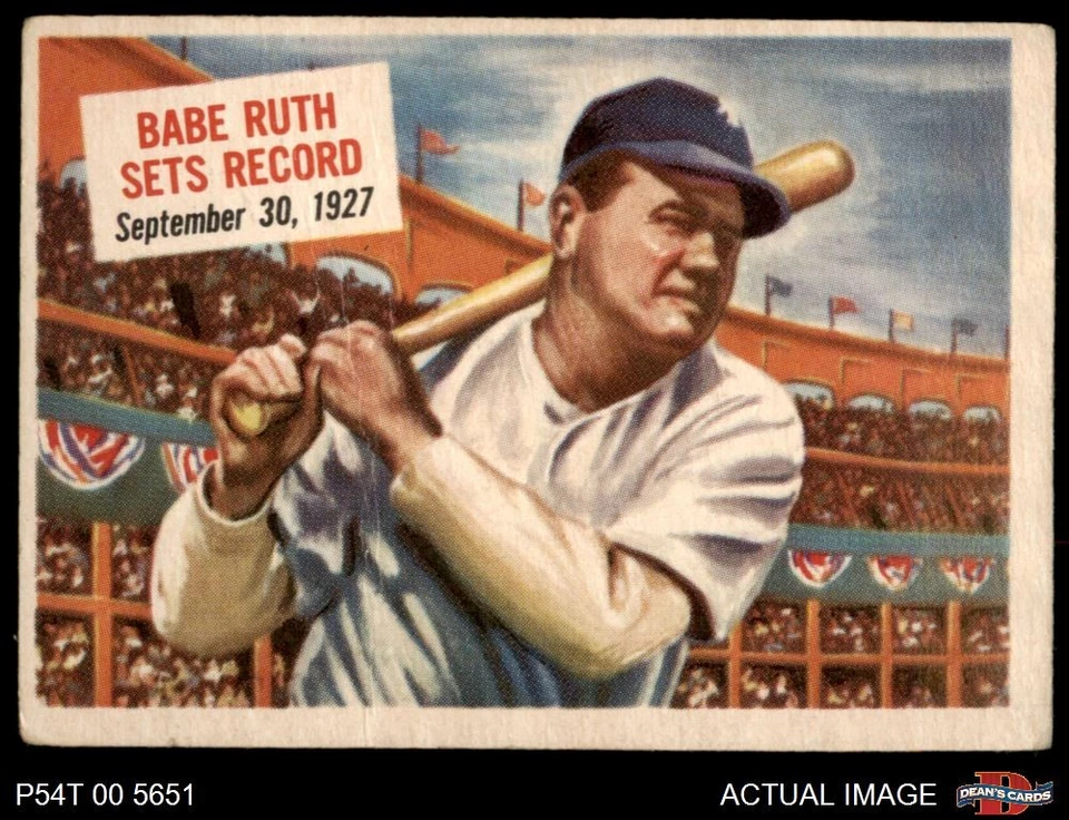 1954 Topps Scoop #41 Babe Ruth Sets Record Without Coating Yankees HOF 2 - GOOD - Image 1 of 1