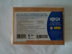 *New* Tripp Lite U444-06N-H4GUBC USB 3.1 Gen1 Gigabit Ethernet Adapter (V937) - Picture 1 of 4