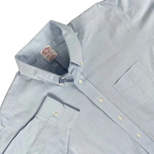 Brooks Brothers camicia uomo 16,5 blu manica lunga tasca bottoni tradizionale - Foto 1 di 11