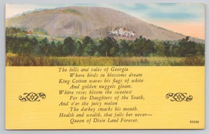 GA Stone Mountain Carving View and Radicalist Propaganda Poem Georgia Postcard - Picture 1 of 5