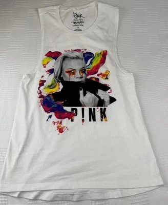 Pink Beautiful Trauma World Tour Women White Tank Top Size Medium NWOT - Image 1 of 4